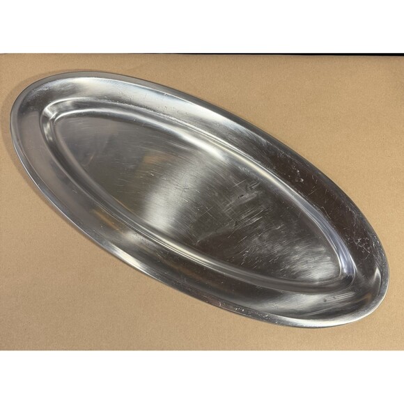 LUNDTOFTE DKF DENMARK STAINLESS STEEL SERVING PLATTER TRAY 1960s 24.75 L x 11 W